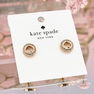Kate Spade Earrings Clear Rose Gold Spot The Spade Pave Halo Studs Valentines